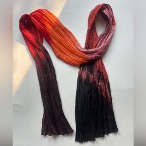 Vibrant Red and Orange Pleated Scarf gradient scarf long shawl